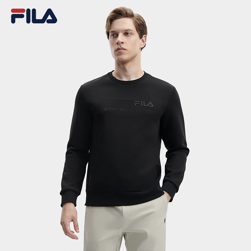 Fila/斐乐男款针织圆领卫衣春秋保暖舒适长袖休闲百搭F61M443203A