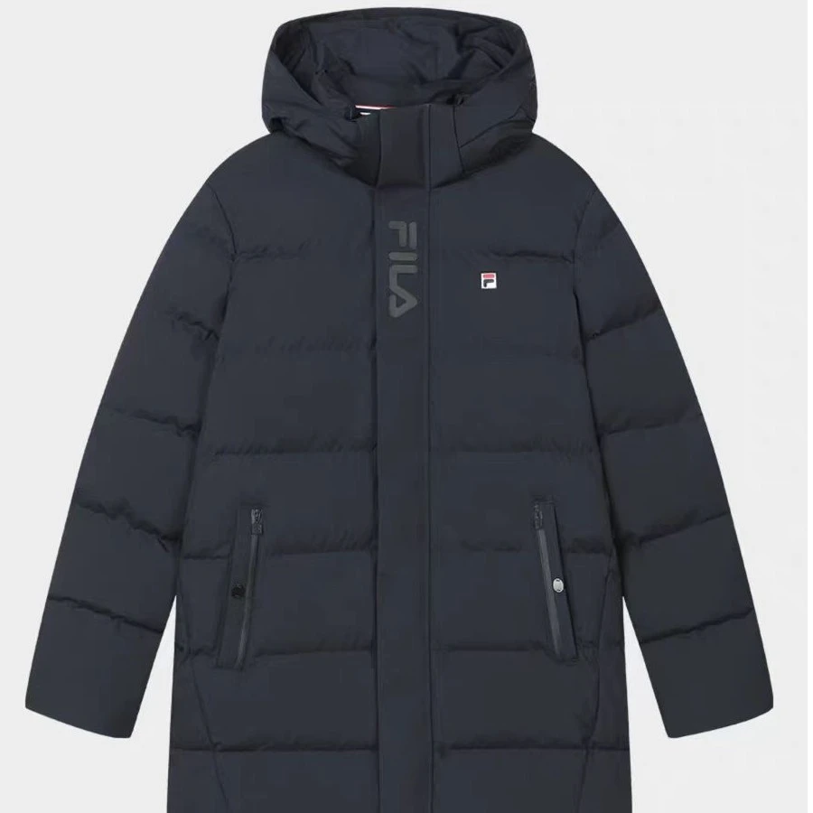 FILA 斐乐男士中长款连帽羽绒服运动休闲防风保暖外套F11M341917F