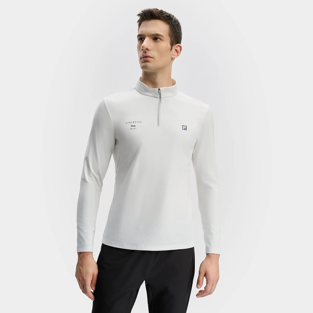 Fila/斐乐【抗紫外线】男秋冬抓绒T恤运动立领针织长袖A11M441202F