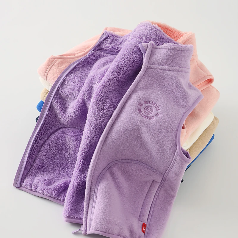 儿童加绒加厚摇粒绒马甲保暖背心立领校服神器男童内搭女童秋冬季