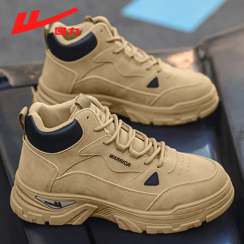 Warrior/回力冬季厚底耐磨户外舒适马丁靴子增高防滑复古休闲男鞋