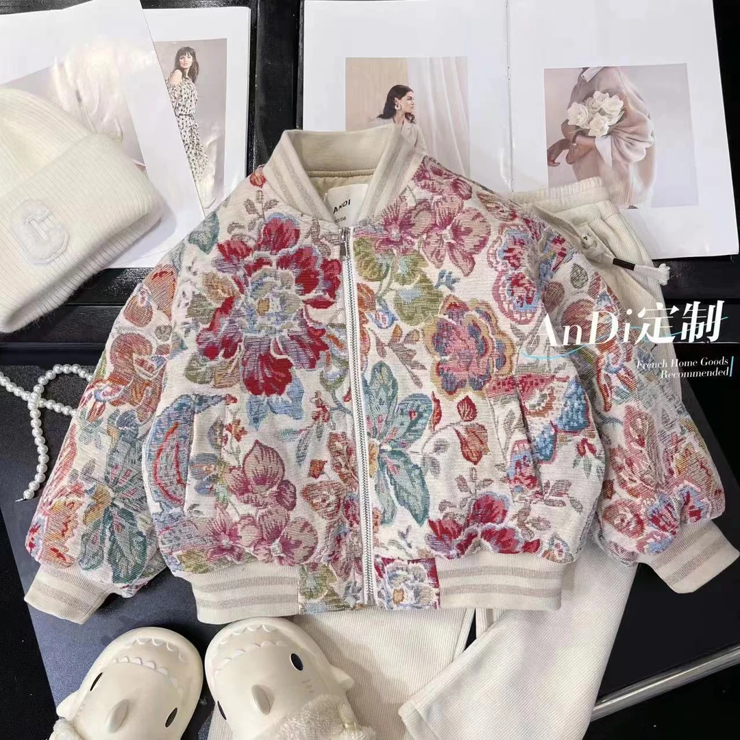 〖ANDI〗安迪秋冬款潮流复古油画印花棒球夹棉外套2996