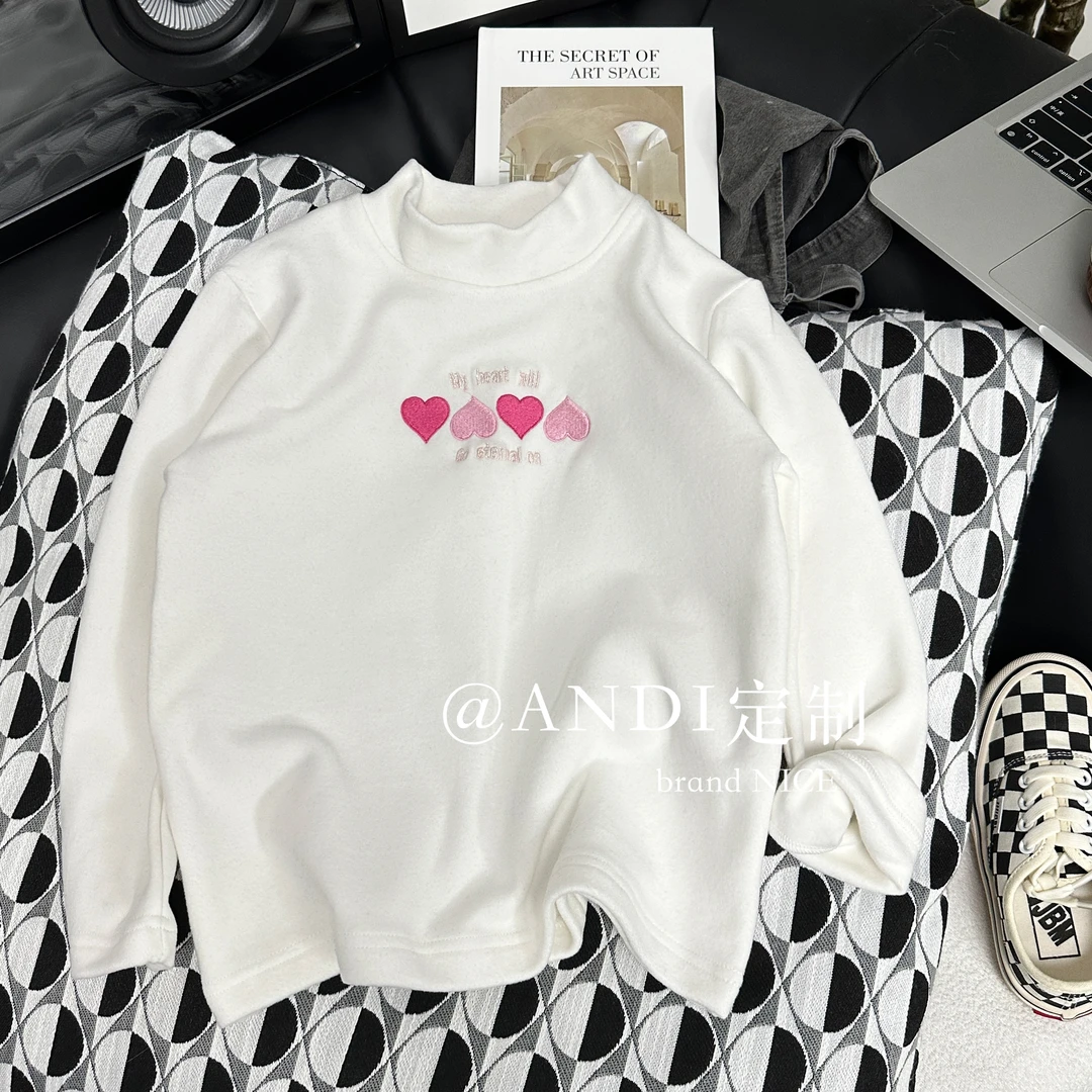 〖ANDI*小爱心〗订制秋季新款百搭拼色爱心打底衫1404
