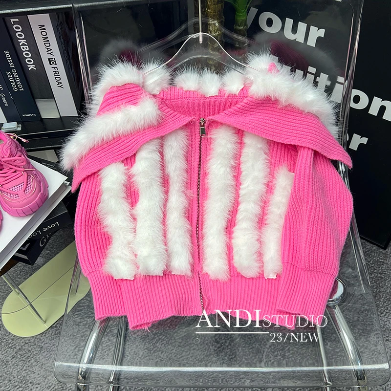 〖ANDI〗订制秋冬季中大童新款大翻领针织开衫外套1881