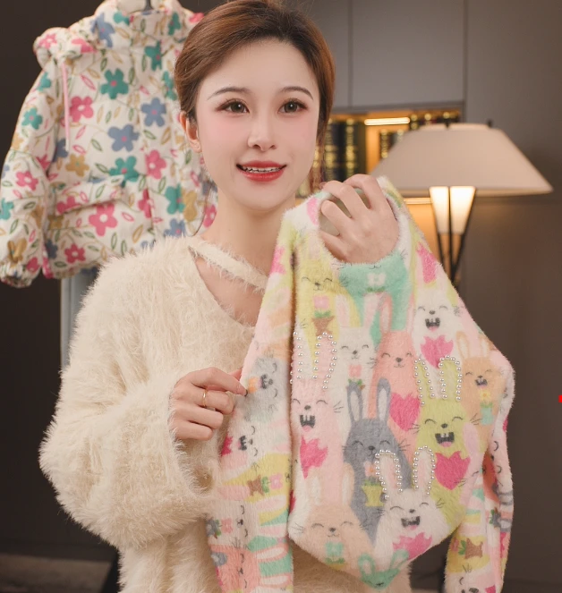 〖ANDI〗安迪冬款中大童女童可爱风卡通针织内搭毛衣3198兔子毛衣1