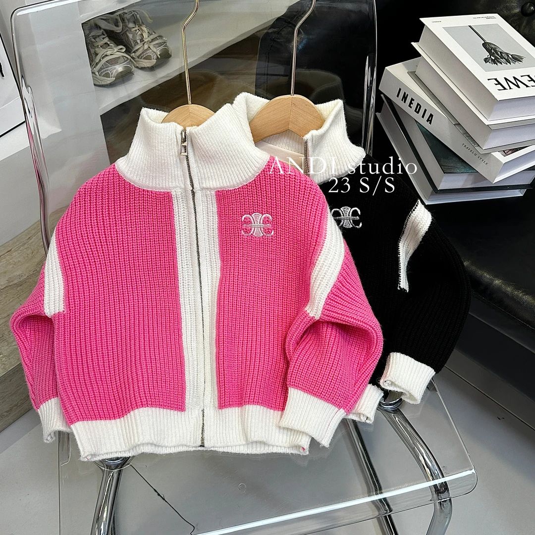 〖合作款〗订制春秋款中大童洋气撞色针织毛衣外套1550