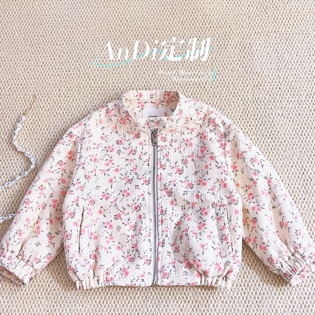 〖ANDI〗订制秋款女童韩版重工碎花拉链外套2690