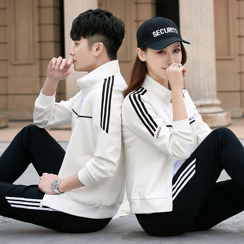 春秋季情侣运动套装三件套团队跑步休闲运动服男女士卫衣大码潮