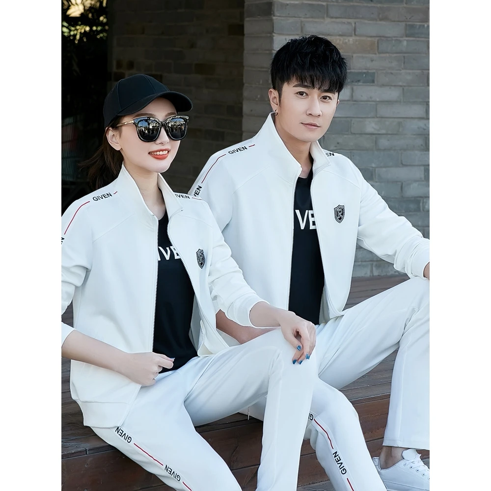 2024春秋季新品情侣运动套装男立领休闲卫衣时尚潮流两件套运动服
