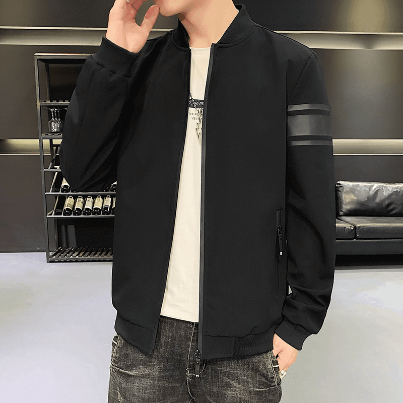 春秋季立领夹克男韩版潮流上衣服中青年帅气男士宽松百搭休闲外套