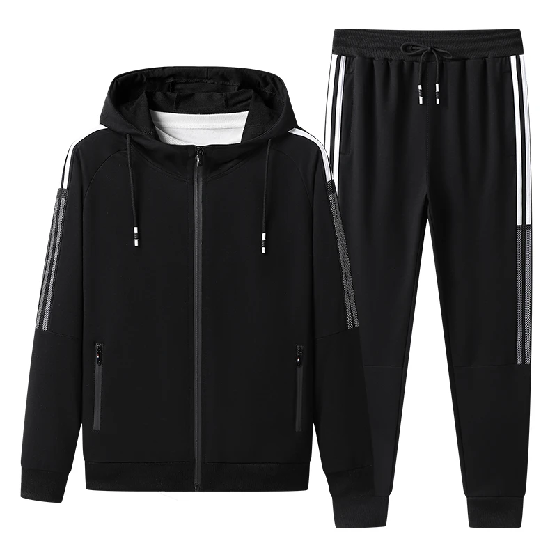 男士休闲运动套装春秋季新款连帽开衫卫衣加绒卫裤时尚男装两件套