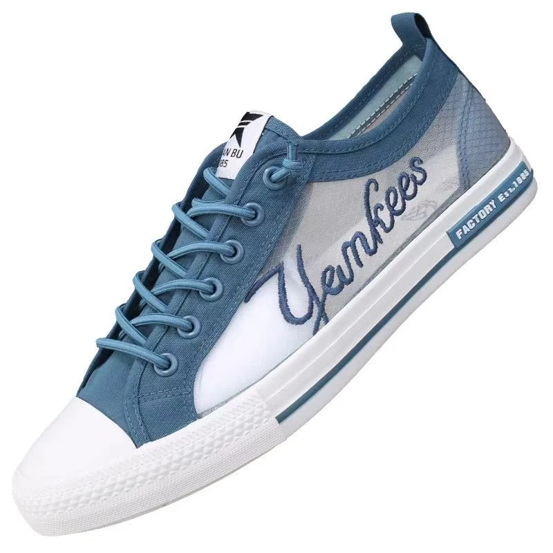 冰蓝色板鞋男款夏季透气网面休闲鞋网鞋网眼潮流男款布鞋时尚平板