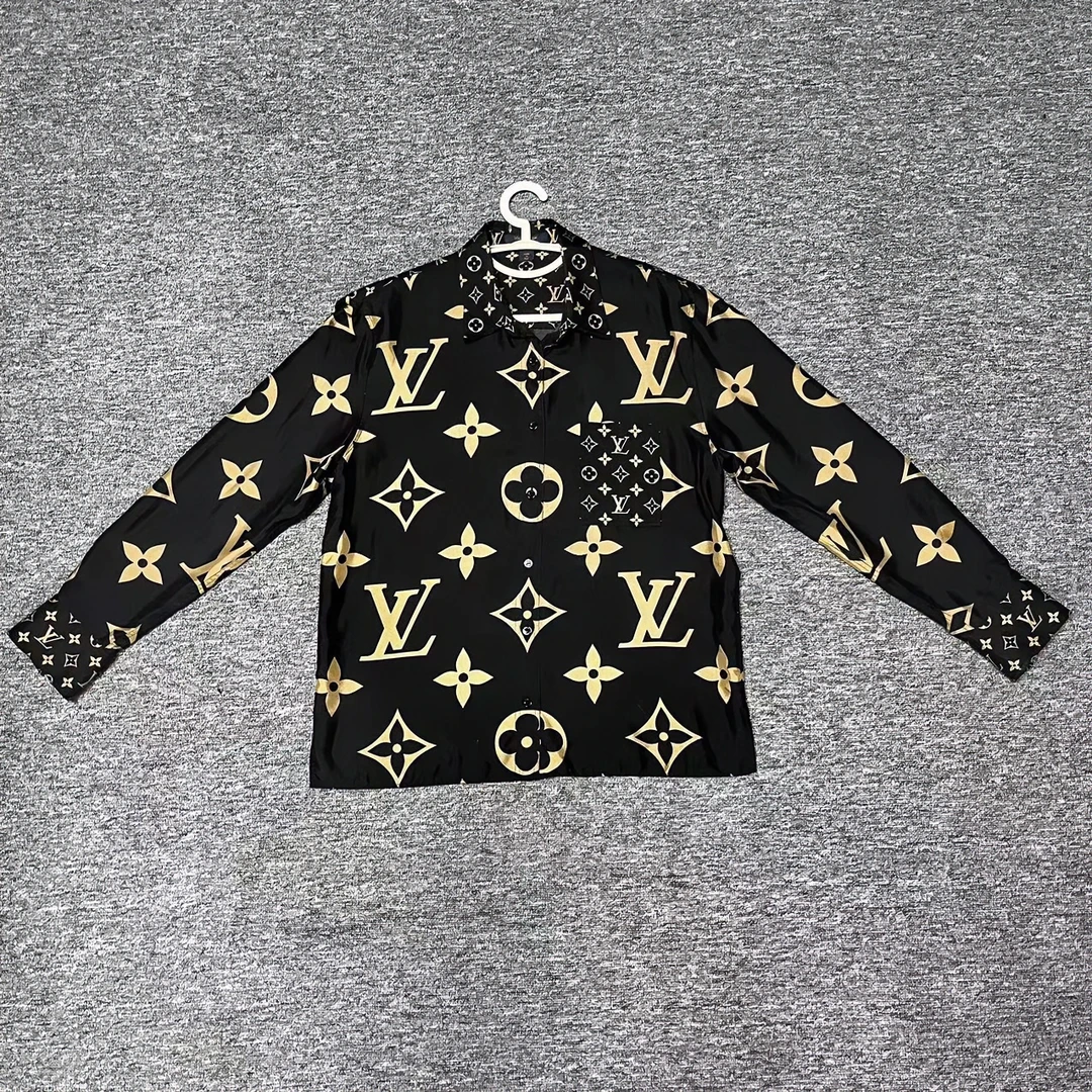 【聚星甄选】LouisVuitton/路易威登 男士黑色老花衬衫40码jxsc0271