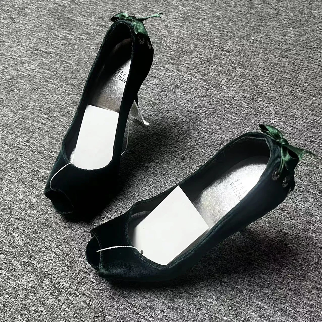 StuartWeitzman诺曼女鞋折扣 墨绿色鱼嘴时尚高跟鞋37码 773