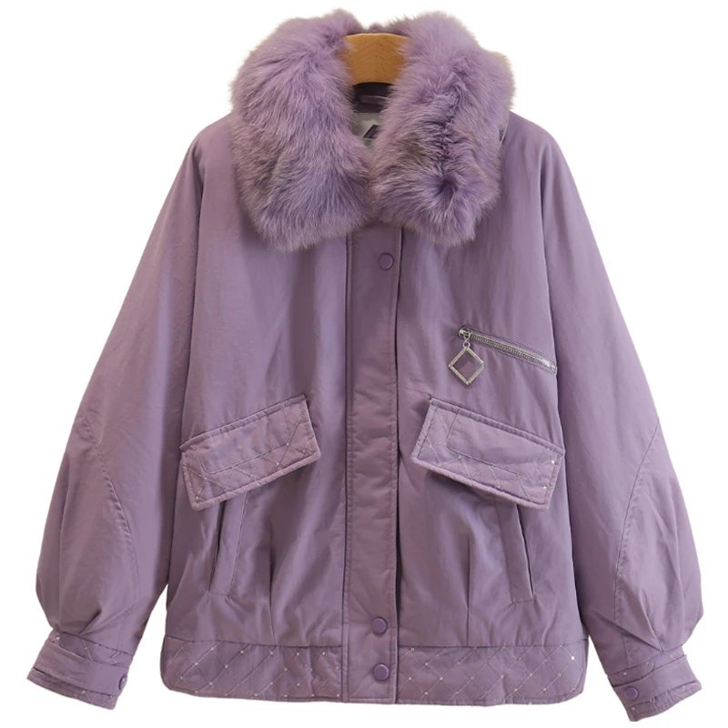 【伍莎-自营】毛领绣花亮片羽绒服#BXG48Y005