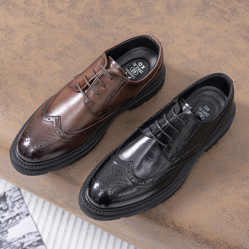 秋季布洛克雕花男士商务正装皮鞋软皮休闲英伦风新郎男鞋85113