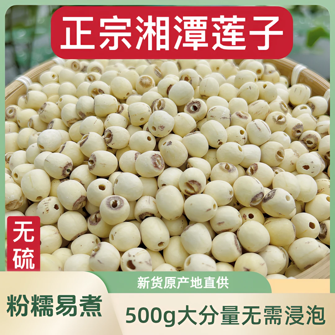 湖南正宗去芯莲子500g颗粒均匀粉糯清香饱满营养优选新鲜食用干货