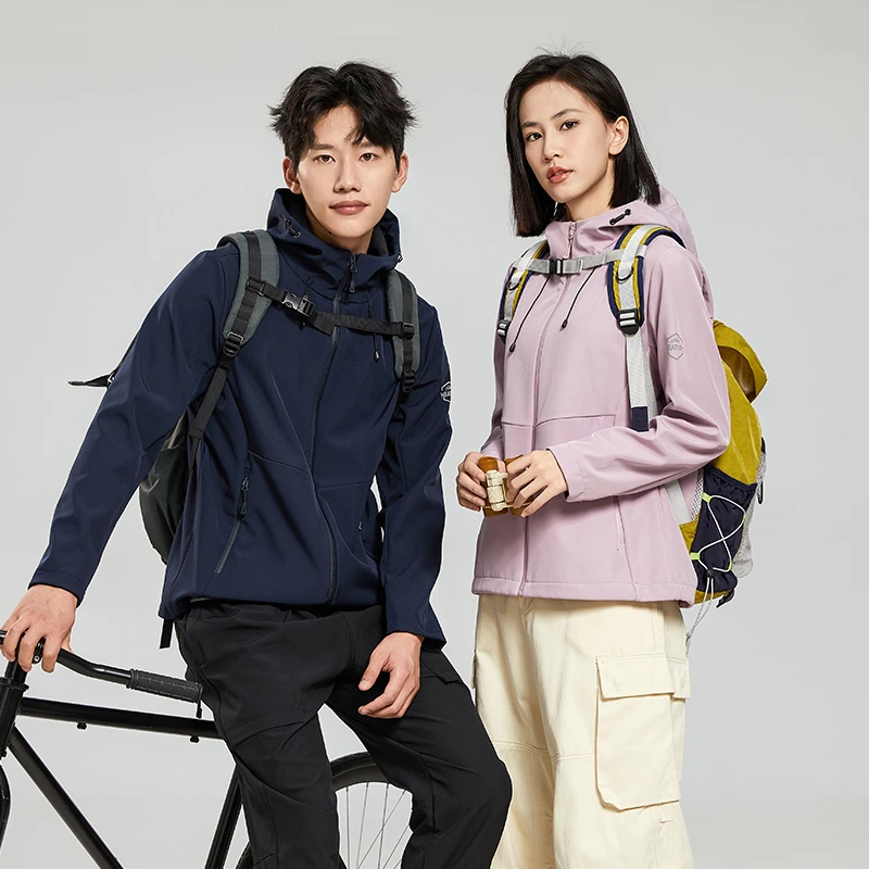 [做工精细/保暖/透气]男女软壳加绒情侣外套秋冬薄绒冲锋衣