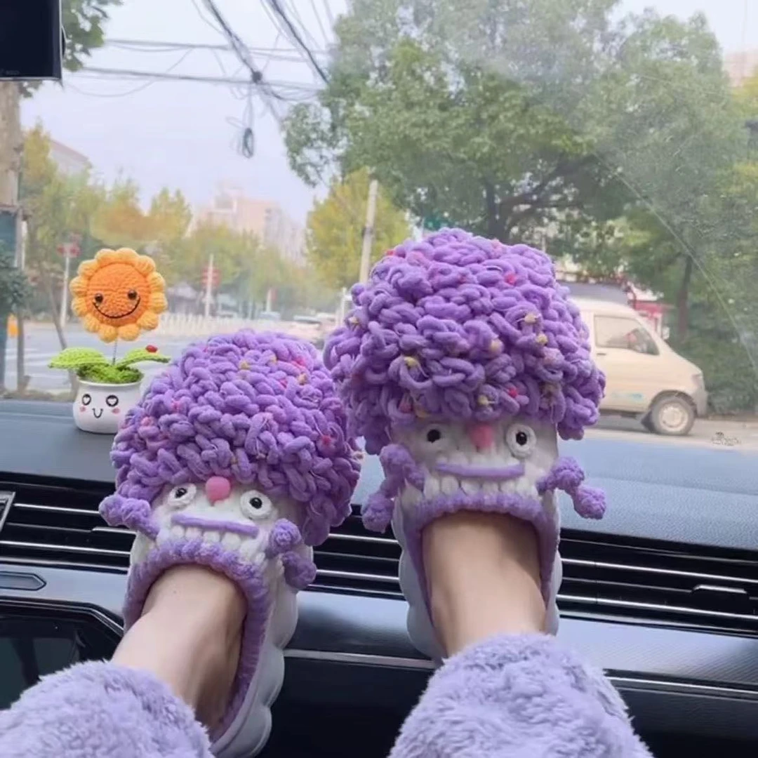 手工编织丑丑鞋男女拖鞋情侣款冬季保暖云朵底泡面头diy材料包