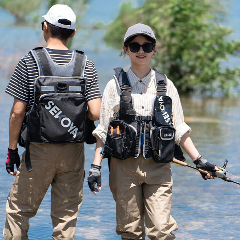 SEKOYA多功能路亚迷彩浮力背心户外儿童溪流钓矶钓下耐磨多口袋
