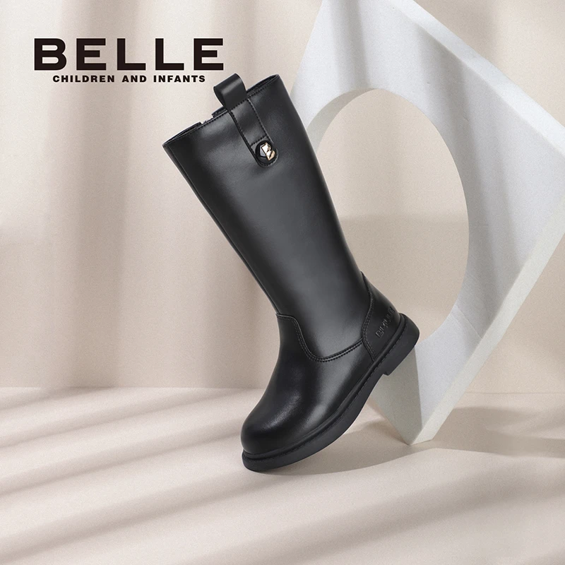 百丽儿童冬季加绒筒靴时尚百搭真皮秋冬DE3150/3976