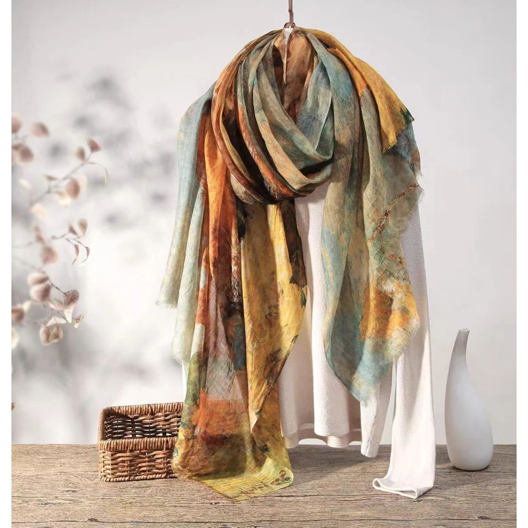 【晚秋】羊绒拆须款100*200女士时尚百搭戒指绒围巾披肩