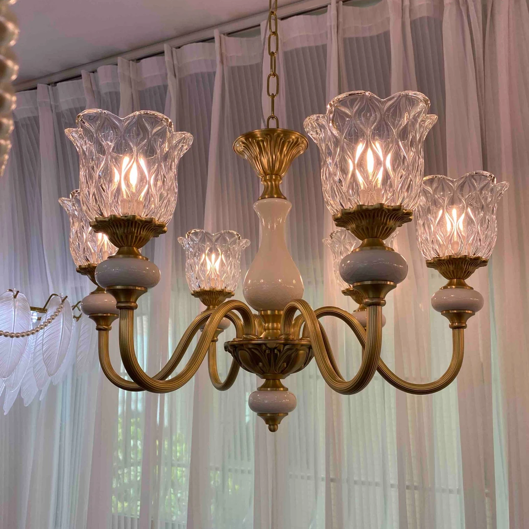 美式法式铜吊灯复古欧式大气轻奢客厅主卧室灯具家用餐厅别墅书房