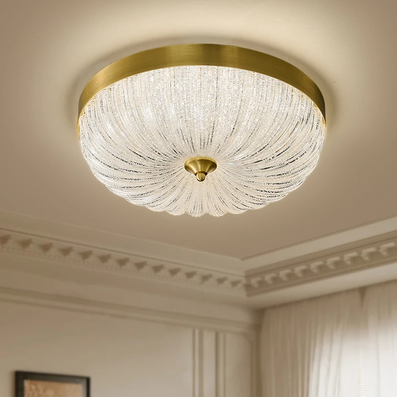 美式铜吸顶灯 轻奢简约欧式法式书房阳台卧室房间吸顶灯