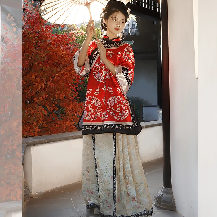 典悦汉服原创清汉女服饰少奶奶服圆领格格服古风民族服春秋马面裙