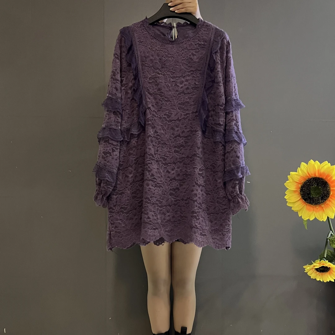 2025新款时尚洋气蕾丝花边宽松显瘦大码气质中长款打底衫