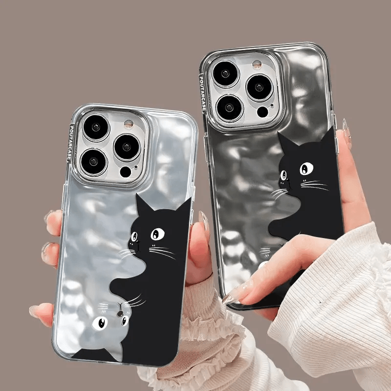 可爱黑色猫咪适用苹果15promax创意手机壳 新款iphone14pro/13/12
