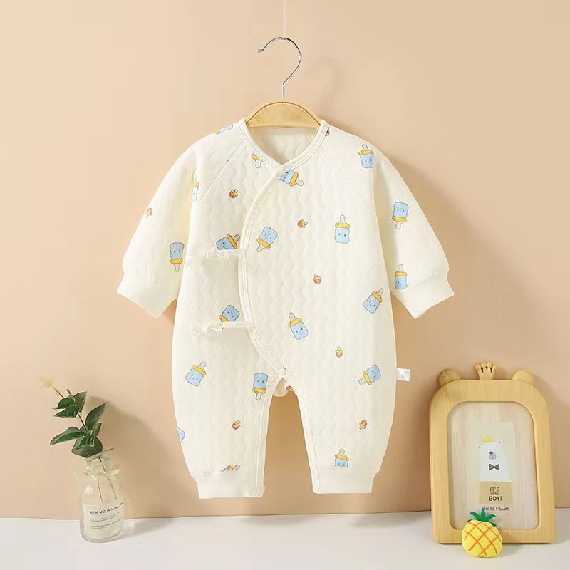 【春秋冬款】新生儿保暖连体衣纯棉无骨双层护肚蝴蝶衣哈衣