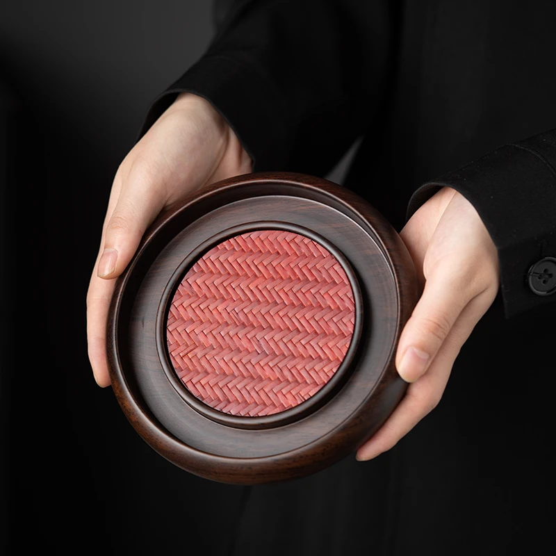 黑檀实木壶承干泡台家用小型茶盘紫砂茶壶茶托盘隔热壶垫高档中式