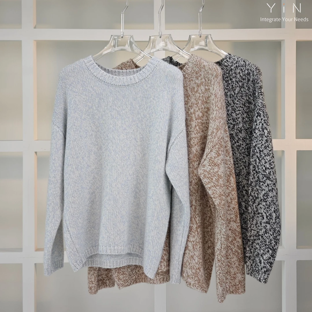 花色圆领纯羊绒套头衫24242