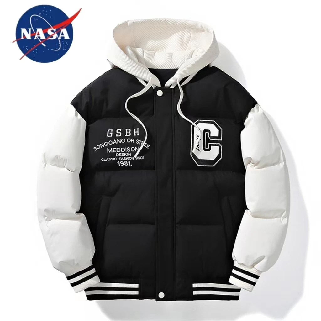 NASA假两件棉服外套男新款潮流宽松休闲加厚防寒面包服棉衣外套男