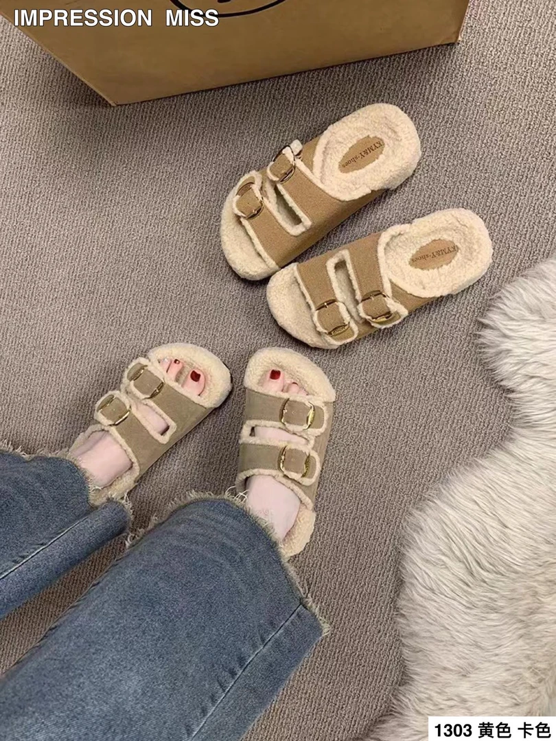 （1303）时尚百搭勃肯毛毛拖