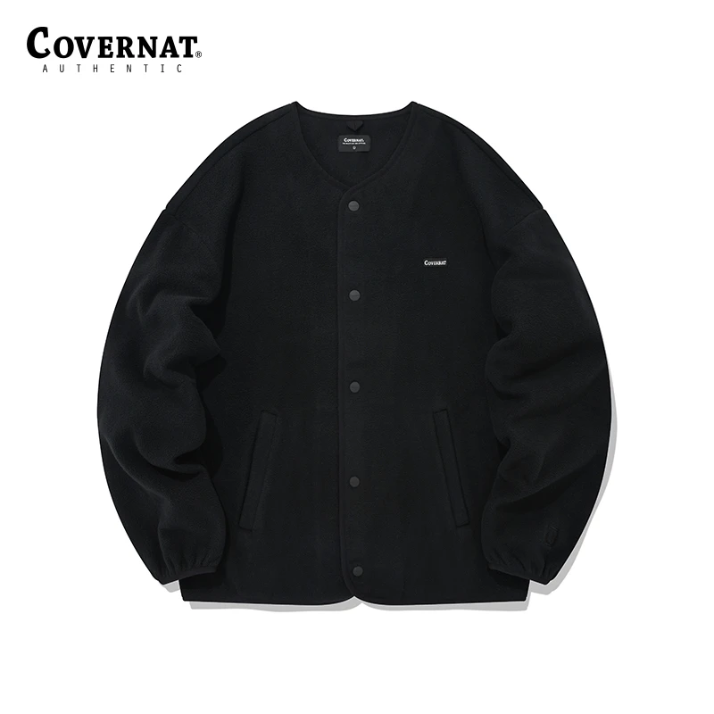 COVERNAT轻薄摇粒绒上衣男女同款外套无领保暖冬内搭CO2203JKF2