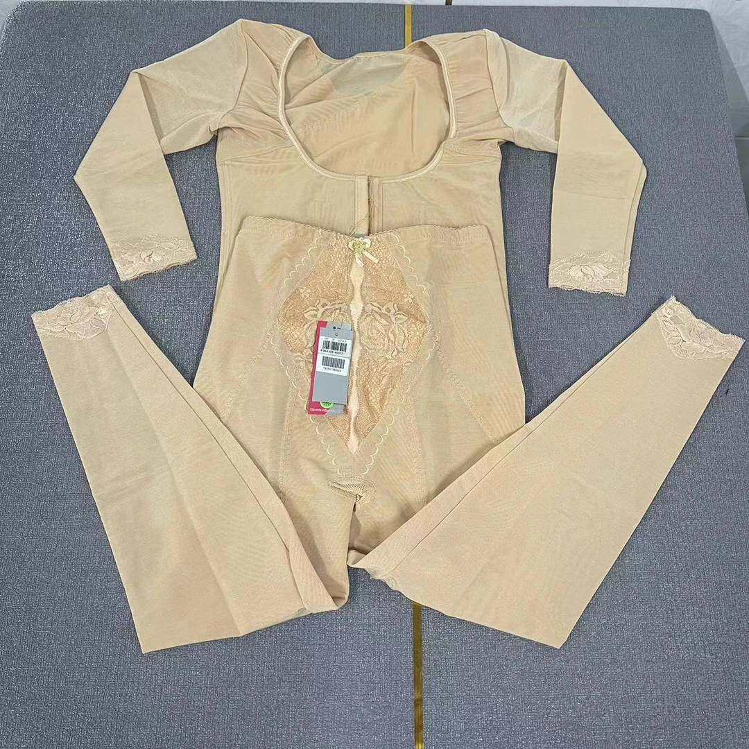 长袖塑形束身衣收腹提臀紧身显瘦美体背夹长裤套装