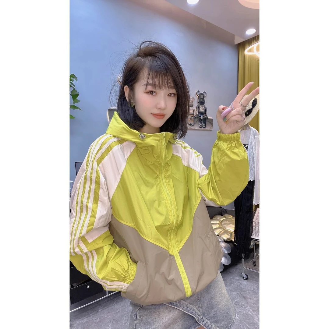 2024时髦洋气撞色拼接连帽防晒时尚夏季薄款宽松韩版拼色