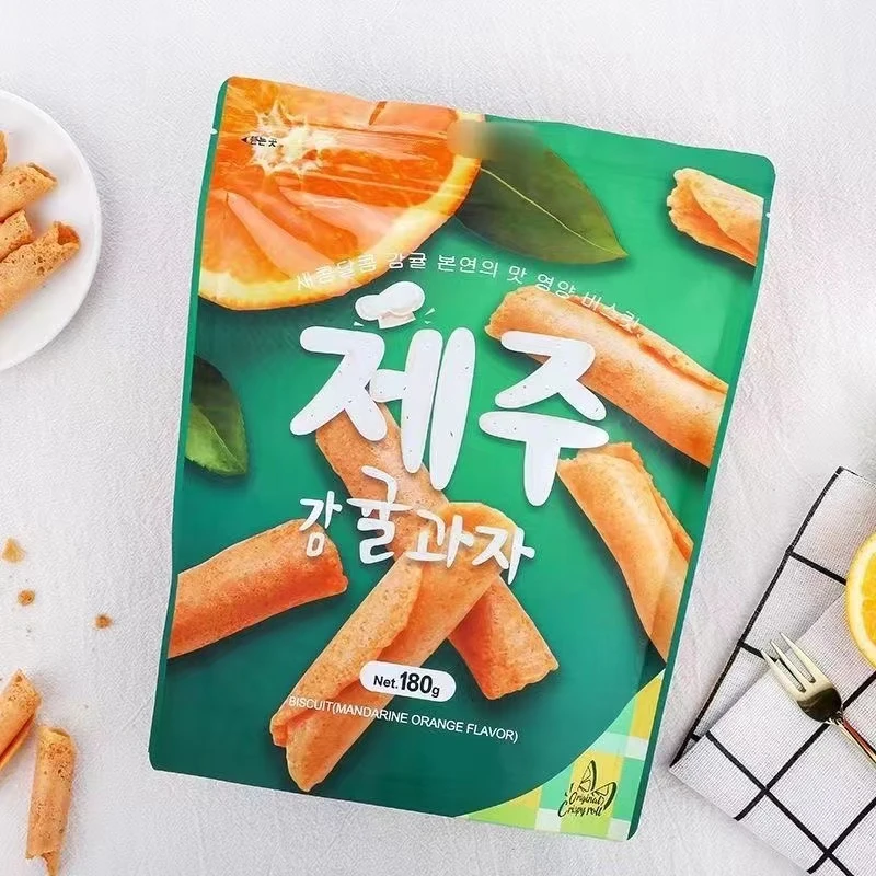 【2袋】临期韩国全凌记济州岛柑橘味脆卷麦德龙同款保质期至5月17