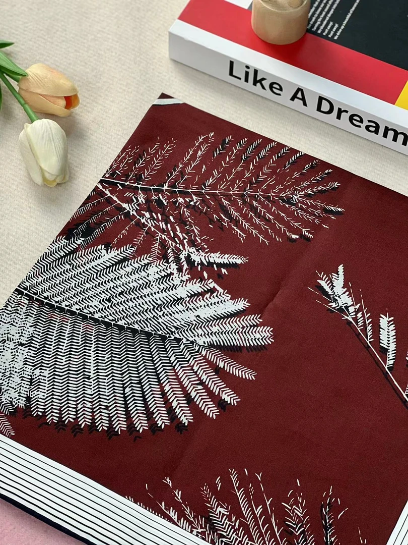 【70斜纹绸方巾-椰林晚风】65cm丝巾女经典百搭时尚