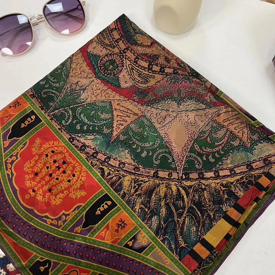 rx140香云纱42姆米方巾-画纹海洋-6y前喷湖丝135*135桑蚕丝丝巾