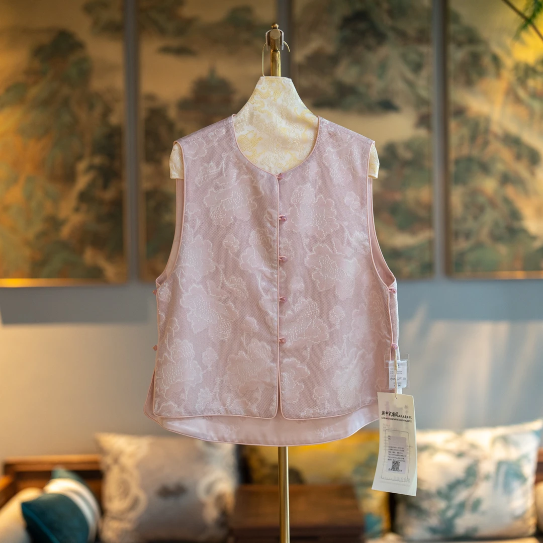 蓝大【雪怡】桑蚕丝新中式双穿马甲6214