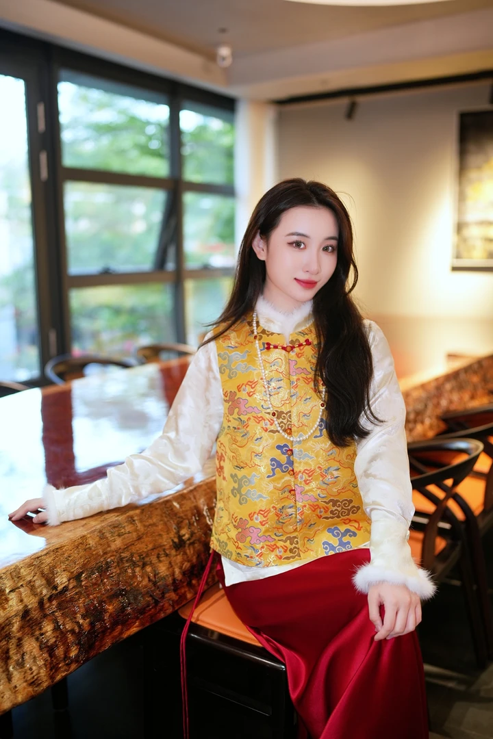 蓝大【平丹】桑蚕丝新中式马甲7229