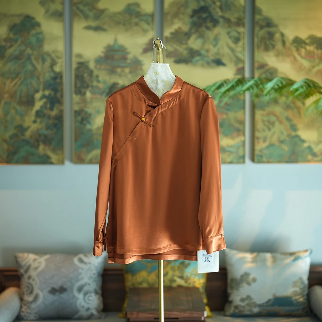 蓝大【荷醉】醋酸新中式长袖上衣7051