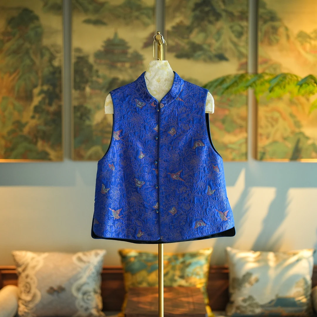 蓝大【幻风】双面穿桑蚕丝马甲7245