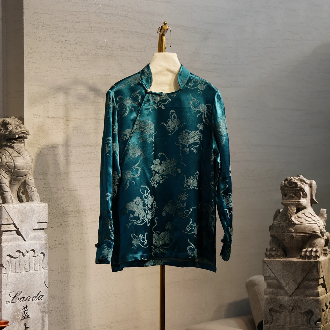 蓝大【锦瑟】桑蚕丝长袖上衣6055