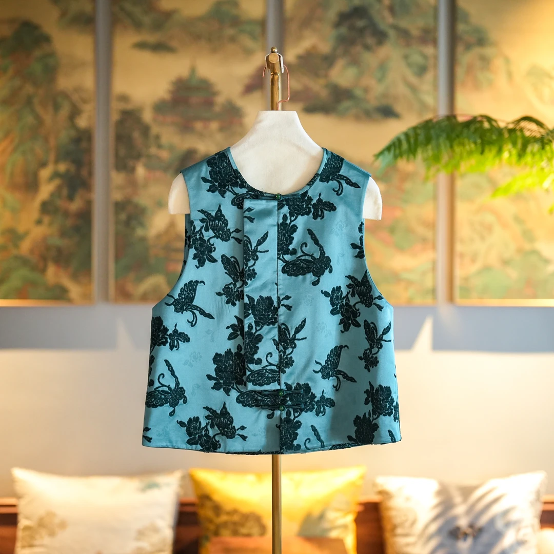 蓝大【青山】新中式国风马甲7045