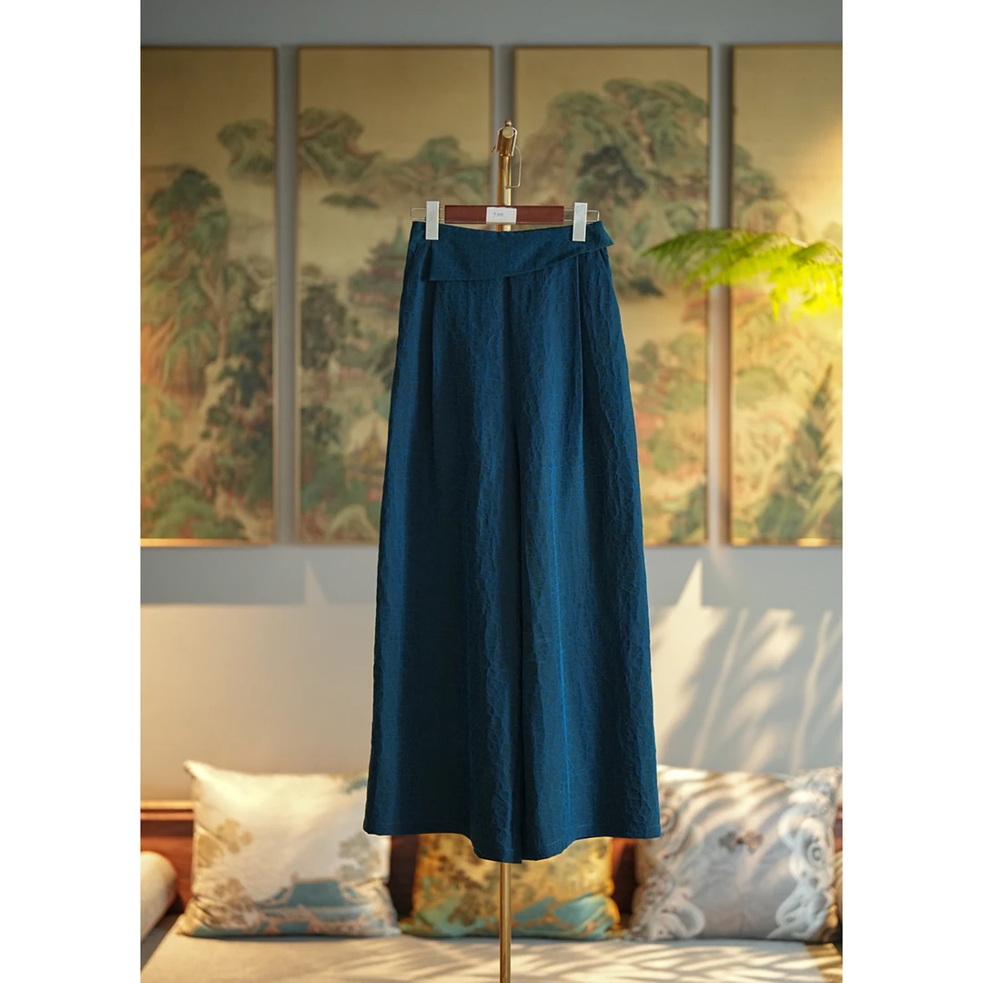 蓝大【纶秉】6803桑蚕丝香云纱休闲裤新中式复古文艺宽松文艺秋冬