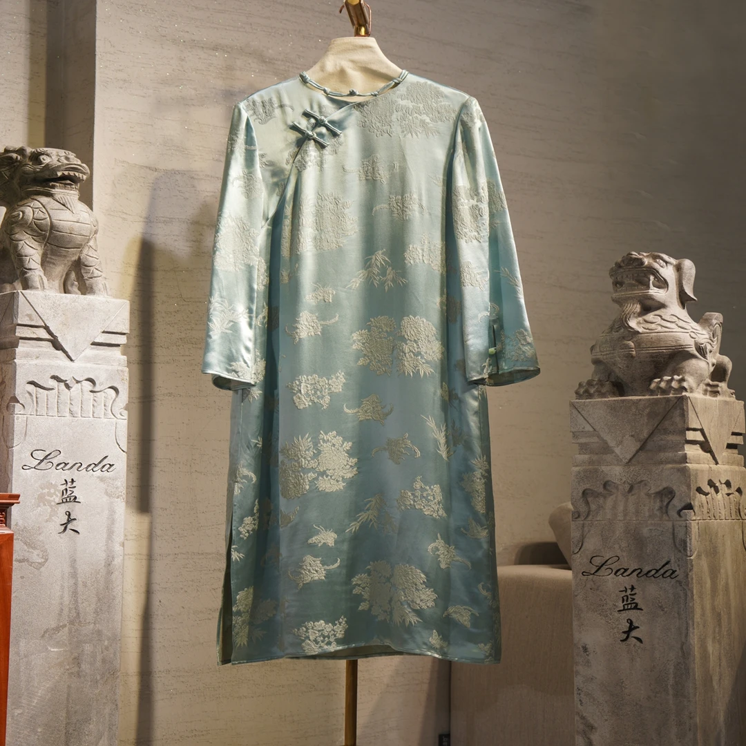 蓝大【梦曼】桑蚕丝连衣裙6139时尚新中式